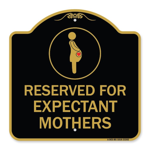 Reserved for Expectant Mothers W/ Graphic, Black & Gold Aluminum Sign, 18" L, 18" H, BG-1818-23202